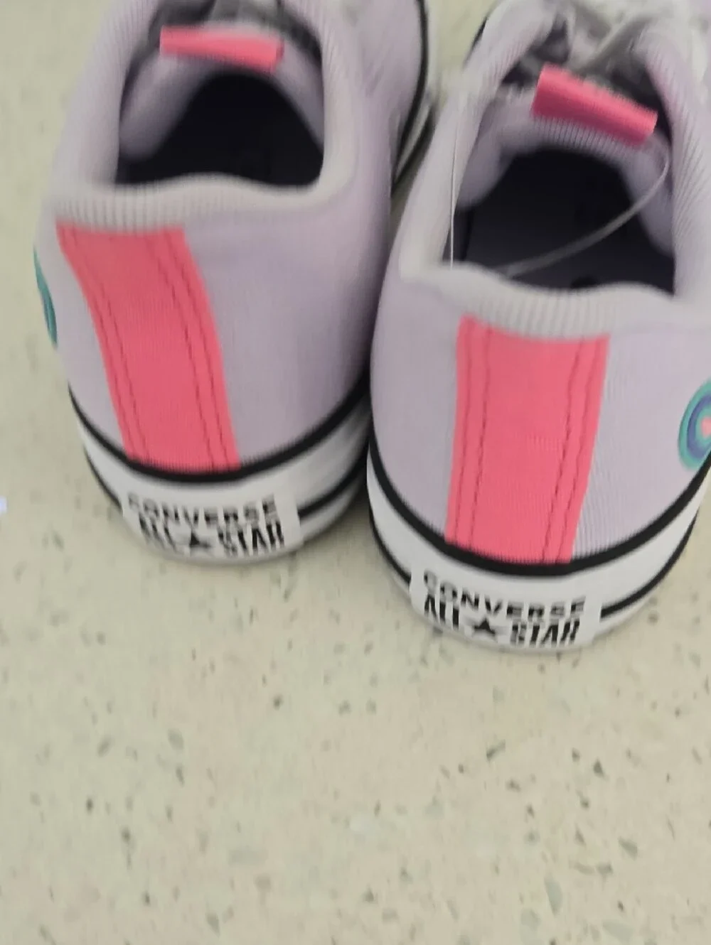 Converse Kids Lavender Low Top Sneakers with Pink Heel Tab